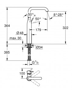 GROHE ESSENCE BATERIA UMYWALKOWA ROZMIAR XL BRUSHED HARD GRAPHITE 32901AL1