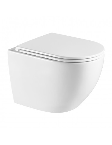 OMNIRES OTTAWA COMFORT MISKA WC PODWIESZANA BEZKOŁNIERZOWA Z DESKĄ WOLNOOPADAJĄCĄ 54X37 CM BIAŁA