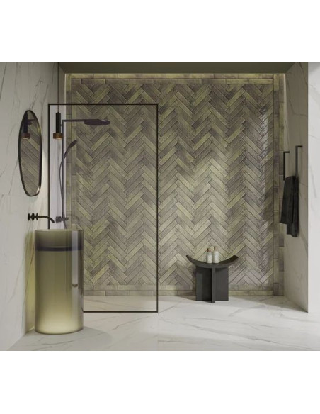 Paradyż Monpelli Olive mix cegiełka struktura połysk 6,5x29,8 gat.1